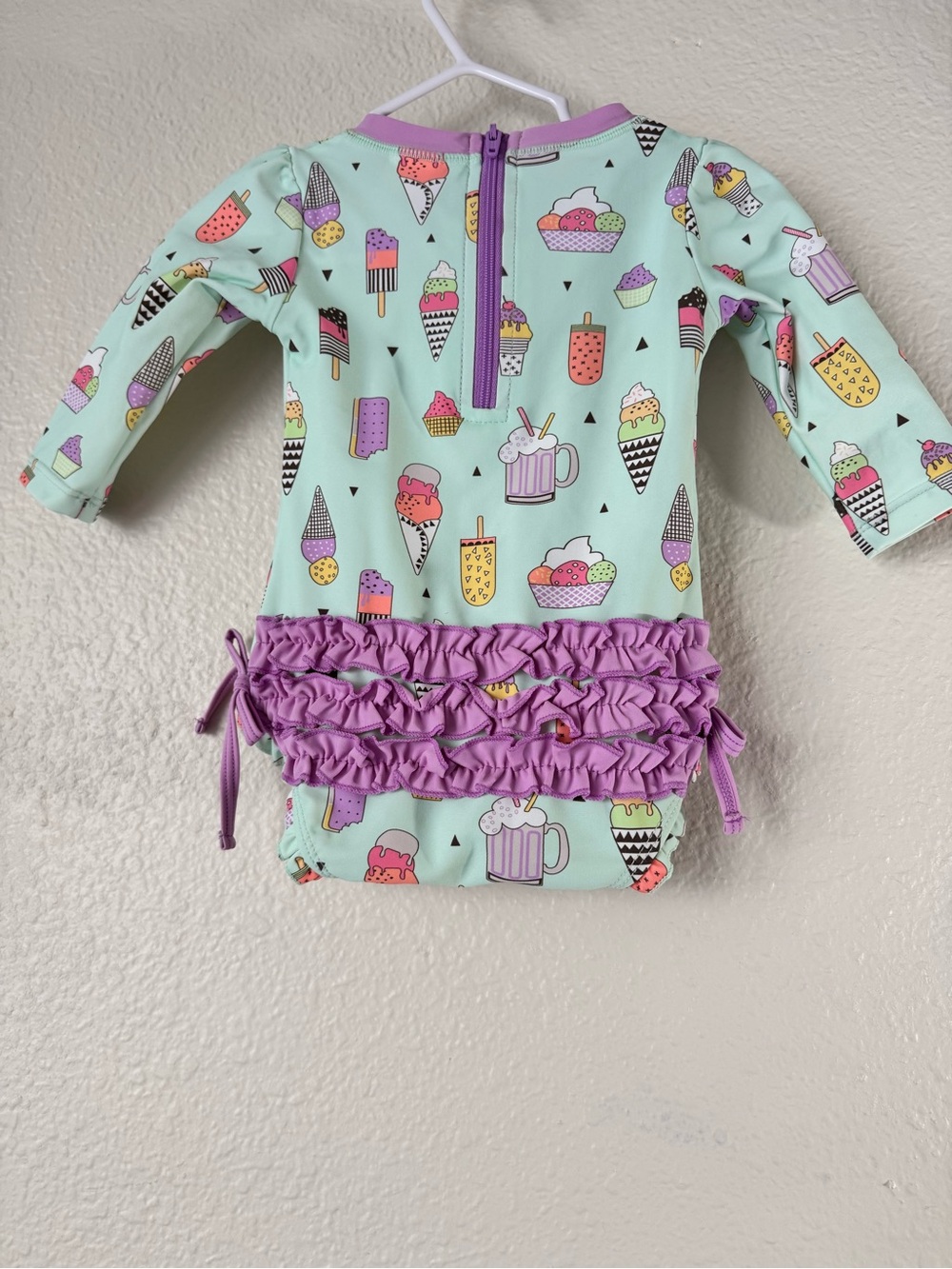 Ruffle Butts Ice Cream Print One-Piece Swimsuit Rash Guard - Picture 3 of 5